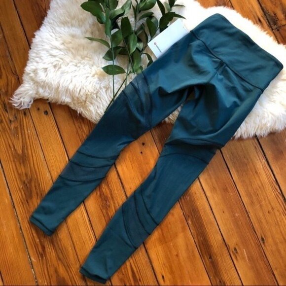 NWT Lululemon Seek The Heat Tight 28" Leggings Green Mesh Sexy Yoga Running 12 - Picture 4 of 8